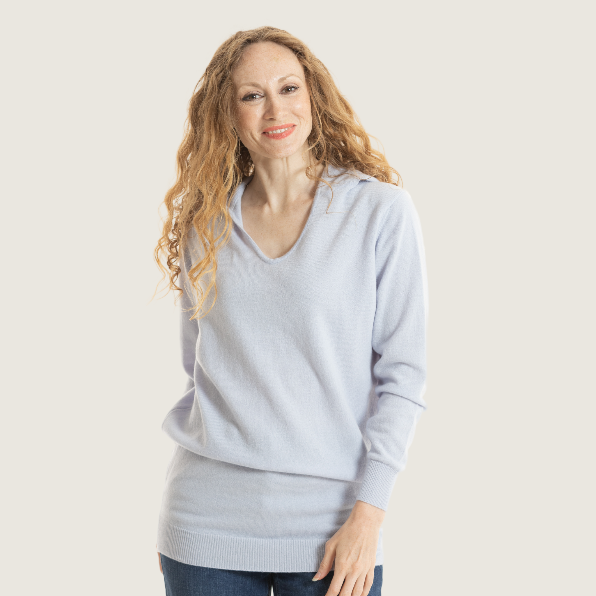 The Cashmere Boyfriend Hoodie in Light Blue