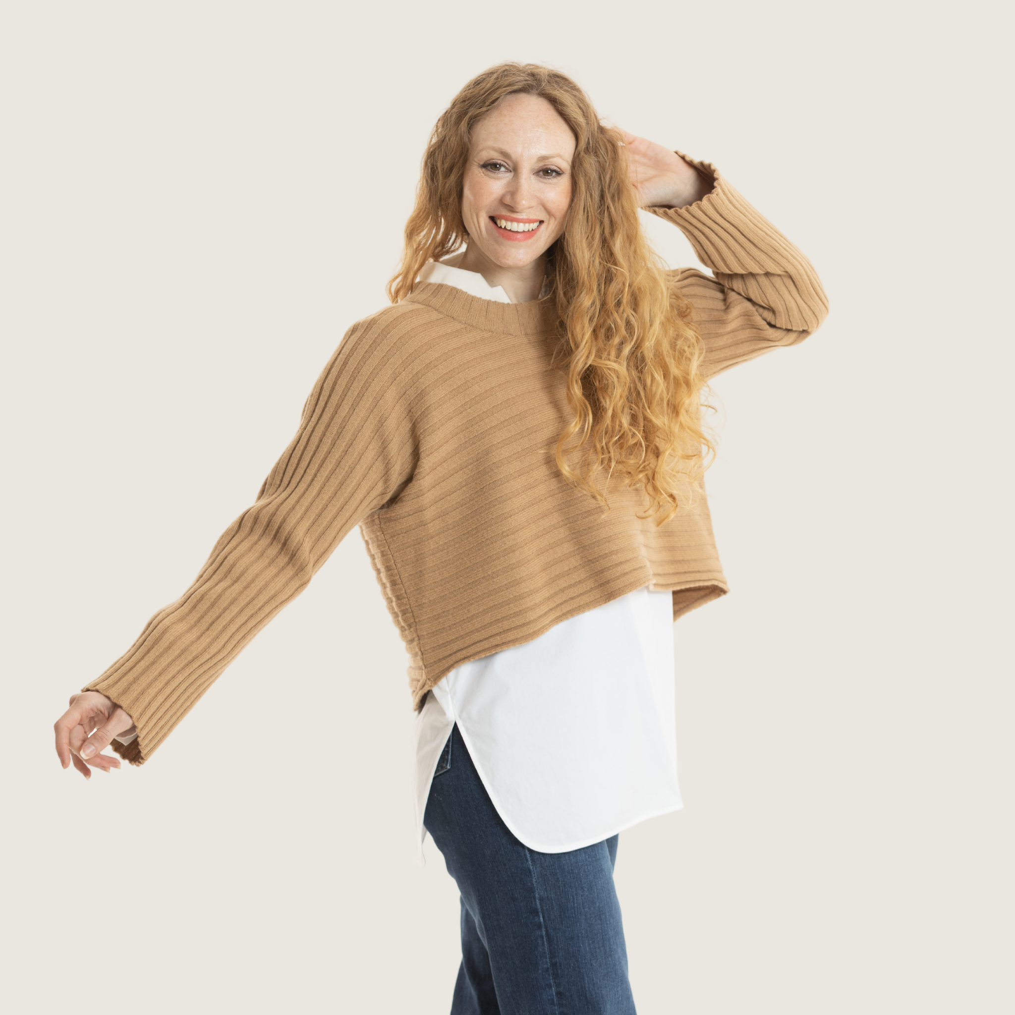 Jumper Cropped Mid Camel