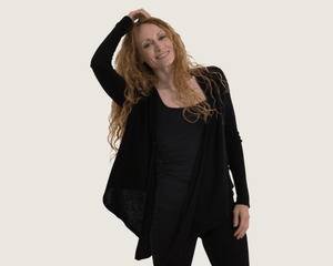 The Cashmere Ballet Wrap Cardigan in Black - Teacup and Tova