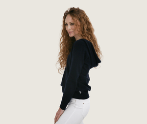 The Cashmere Tailored Hoodie in Navy - Teacup and Tova