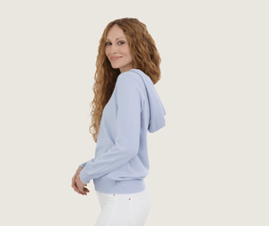 The Cashmere Tailored Hoodie in Sky Blue - Teacup and Tova