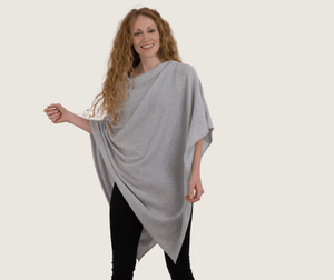 The Cashmere Relaxed Poncho in Grey - Teacup and Tova