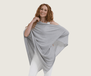 The Cashmere Relaxed Poncho in Grey - Teacup and Tova