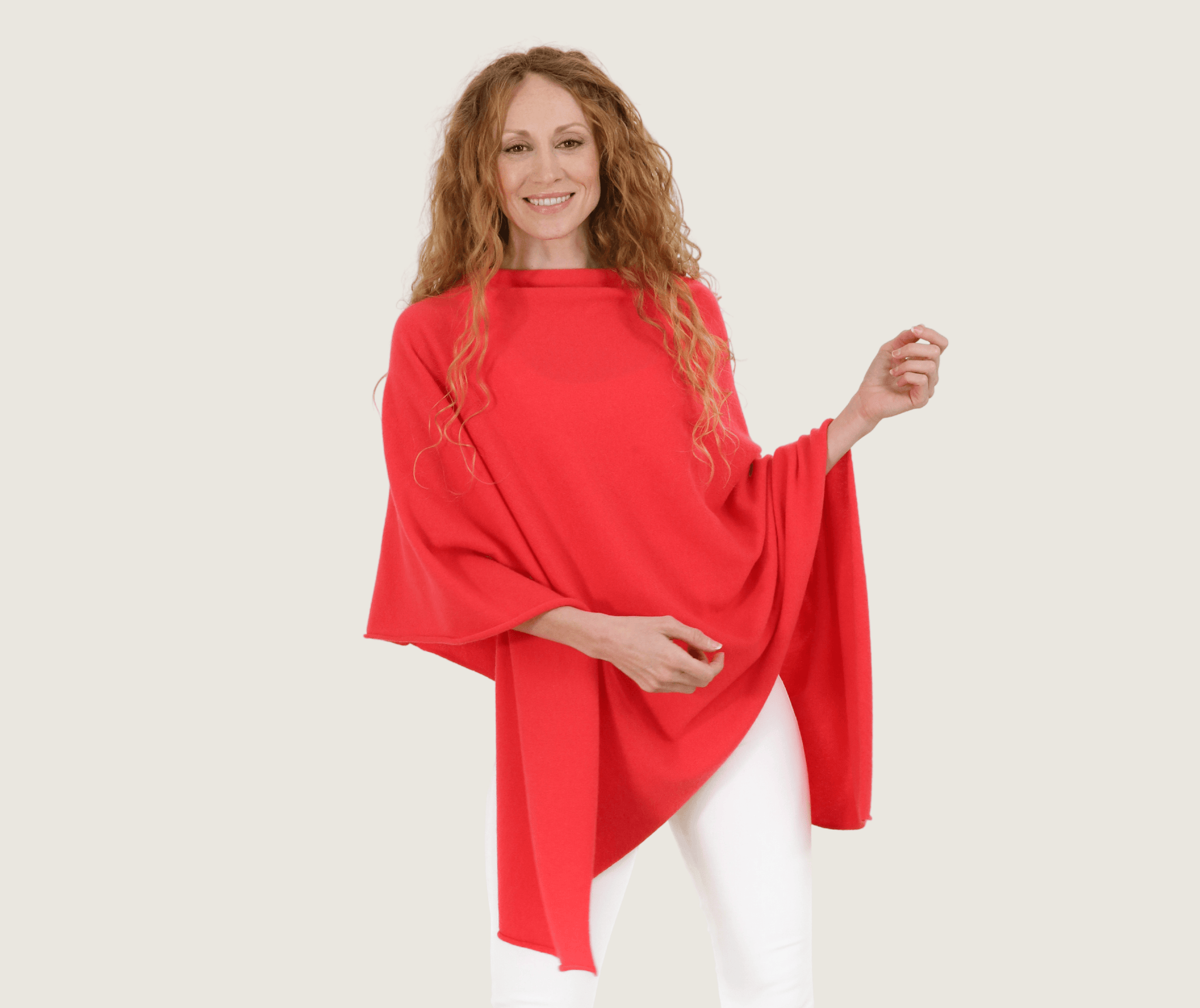 The Cashmere Relaxed Poncho in Lust - Teacup and Tova