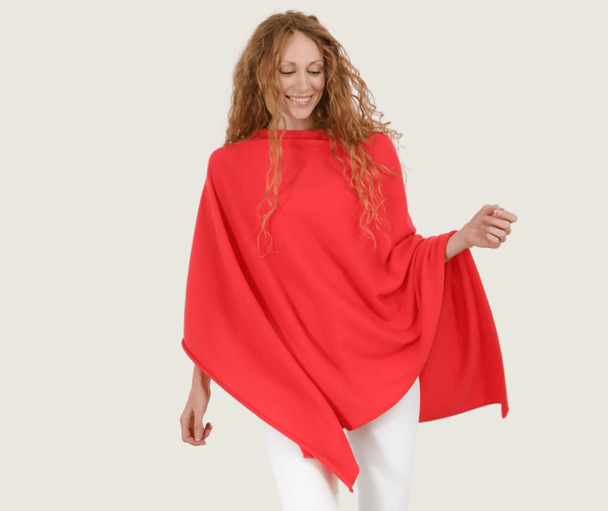 The Cashmere Relaxed Poncho in Lust - Teacup and Tova