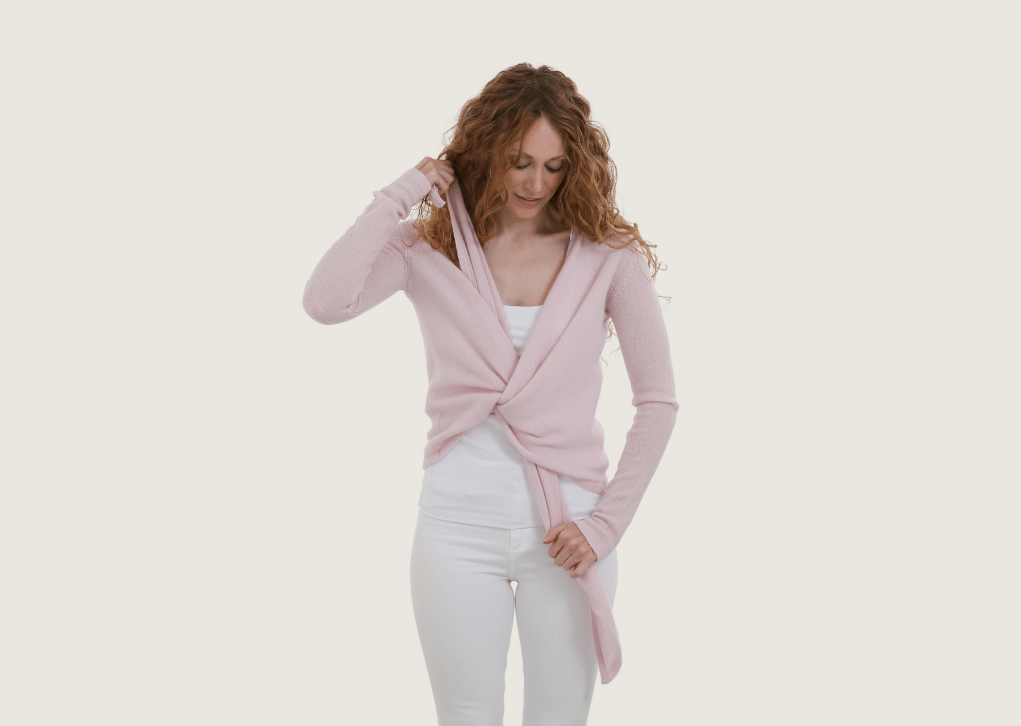 The Cashmere Ballet Wrap Cardigan in Blossom Pink - Teacup and Tova