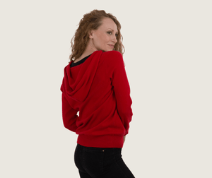 The Cashmere Tailored Hoodie in Red - Teacup and Tova