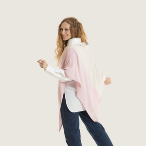 The Cashmere Classic Poncho in Natural/Pink