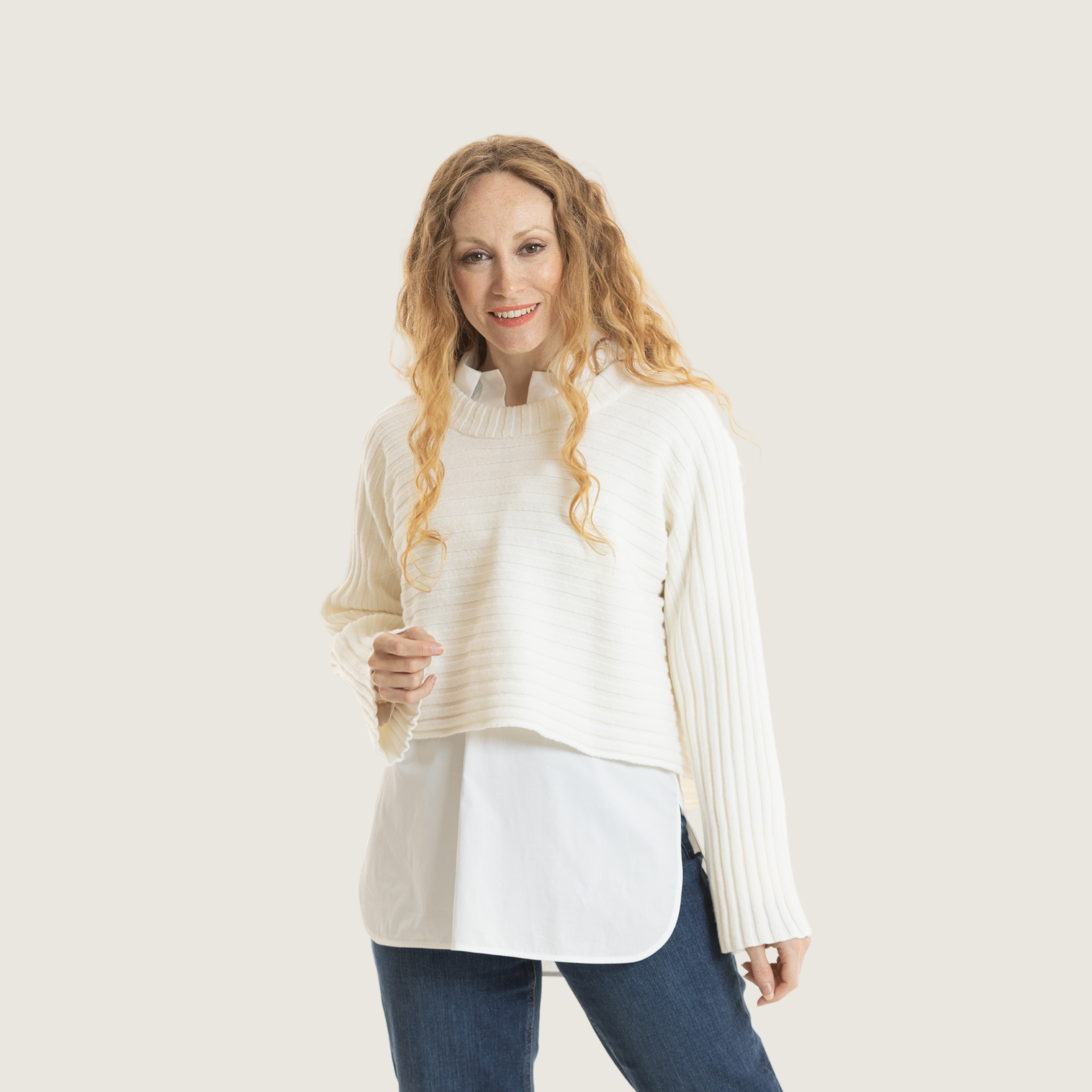 Jumper Cropped Ivory White