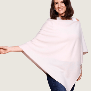 The Cashmere Classic Poncho in Natural Cream - Teacup and Tova