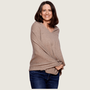 The Cashmere Classic Poncho in Natural Brown - Teacup and Tova